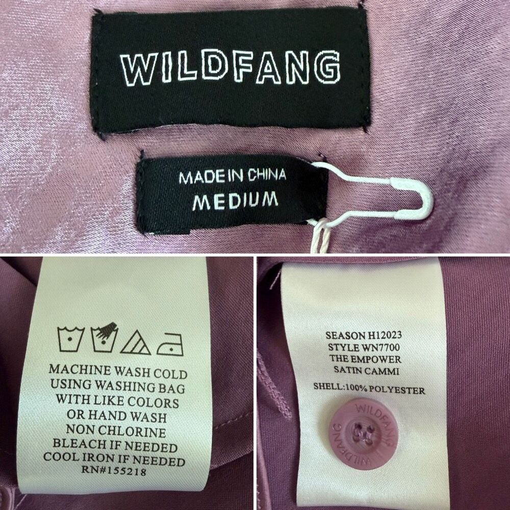 Wildfang “Empower” Satin Cami Halter Scarf Neck Tie Back Mauve M NWT - Picture 10 of 12